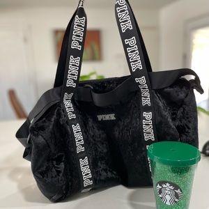 Victoria secret pink Travel Bundle BLACK VELVET  duffle Bag And Backpack